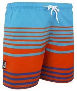 Luvanni Badehose für Herren Schnelltrocknende Badeshorts 564 mit Kordelzug Beachshorts Boardshorts Schwimmhose Männer gestreift Streifen orange blau Farbe Bunt XXL von Luvanni