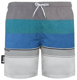 Luvanni Badehose für Herren Schnelltrocknende Badeshorts 601 mit Kordelzug Beachshorts Boardshorts Schwimmhose Männer mit Streifenmuster blau Blau grau Streifen Blau M von Luvanni