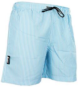 Luvanni Badehose für Herren Schnelltrocknende Badeshorts Style-1 mit Kordelzug Beachshorts Boardshorts Schwimmhose Männer Streifen Streifenmuster Farbe Blau XL von Luvanni