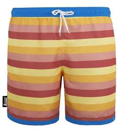 Luvanni Badehose für Herren Schnelltrocknende Badeshorts Style-11 mit Kordelzug Beachshorts Boardshorts Schwimmhose Männer gestreift Streifen Streifenmuster Farbe Bunt L von Luvanni