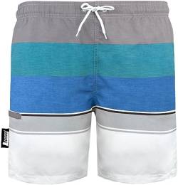 Luvanni Badehose für Herren Schnelltrocknende Badeshorts mit Kordelzug Beachshorts Widerstandsfähige Boardshorts Schwimmhose Männer Jungs Boys Gestreift blau Blau grau Streifen Blau XL von Luvanni