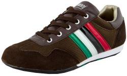 Luvanni Herren Sneaker Turnschuh Freizeitschuh Fitnesssschuh Erwachsene Outdoorschuhe Streifen Italien italienisches modernes Design Halbschuh mit echtem Leder Wildleder Farbe Braun EU 43 von Luvanni