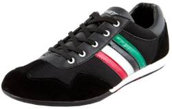 Luvanni Herren Sneaker Turnschuh Freizeitschuh Fitnesssschuh Erwachsene Outdoorschuhe Streifen Italien italienisches modernes Design Halbschuh mit echtem Leder Wildleder Farbe Schwarz EU 40 von Luvanni