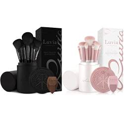 Make-up Pinselset Luvia, Prime Vegan Pro - Black & Make-up Pinselset Luvia, Prime Vegan Pro - Candy, 7 Schminkpinsel inkl. Pinselaufbewahrung, Blender Schwamm & Reinigungsmatte von Luvia Cosmetics