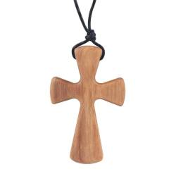 Luwecf Olivenholz Kreuz Halskette, Holz Kreuz Kruzifix für Jubiläum, Hochzeit, Teenager von Luwecf