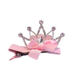 Prinzessin Tiara Haarspangen Krone Haarspangen Haaraccessoire mit rosa Schleife Modell 5cm Haarclip für Mädchen und Frauen (Typ B) von Luxetoys