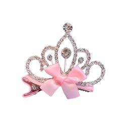 Prinzessin Tiara Haarspangen Krone Haarspangen Haaraccessoire mit rosa Schleife Modell 5cm Haarclip für Mädchen und Frauen (Typ F) von Luxetoys