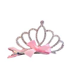 Prinzessin Tiara Haarspangen Krone Haarspangen Haaraccessoire mit rosa Schleife Modell 5cm Haarclip für Mädchen und Frauen (Typ I) von Luxetoys