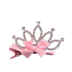 Prinzessin Tiara Haarspangen Krone Haarspangen Haaraccessoire mit rosa Schleife Modell 5cm Haarclip für Mädchen und Frauen (Typ J) von Luxetoys