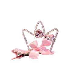 Prinzessin Tiara Haarspangen Krone Haarspangen Haaraccessoire mit rosa Schleife Modell 5cm Haarclip für Mädchen und Frauen (Typ L) von Luxetoys