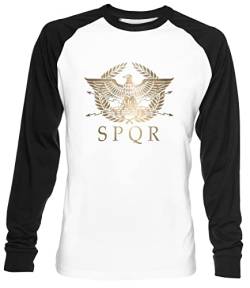 Bestselling SPQR Logo Unisex Weiß Baseball T-Shirt Herren Damen Baseball T-Shirt von Luxogo