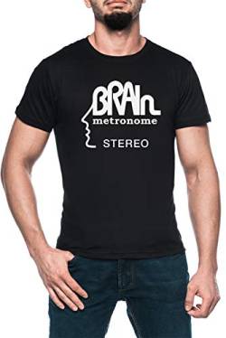 Brain Metronome Krautrock Stereo Herren Schwarz T-Shirt Kurzarm Men's Black T-Shirt M von Luxogo