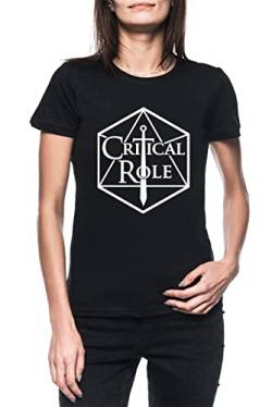 Critical Role Logo Damen Schwarz T-Shirt Kurzarm Women's Black T-Shirt XL von Luxogo