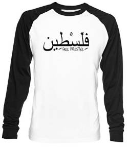 Free Palestine Unisex Weiß Baseball T-Shirt Herren Damen Baseball T-Shirt von Luxogo