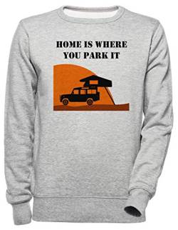 Home is - Defender 110 - Roof Tent Unisex Grau Jumper Sweatshirt Herren Damen Unisex Grey Jumper Men's Women's von Luxogo