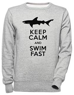 Keep Calm and Swim Fast Funny Unisex Grau Jumper Sweatshirt Herren Damen Unisex Grey Jumper Men's Women's von Luxogo