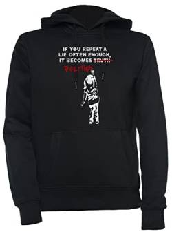 Luxogo Banksy If You Repeat A Lie Often Enough It Becomes Politics Unisex Schwarz Kapuzenpullover Herren Damen Unisex Black Hoodie Men's Women's L von Luxogo