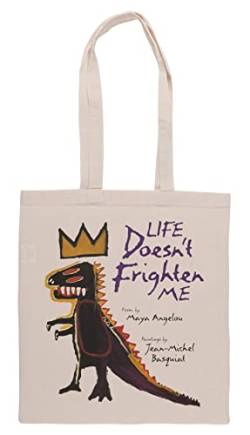 Luxogo Life Doesn`T Frighten Me Einkaufstasche Groceries Beige Shopping Bag von Luxogo