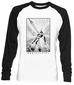 Neon Genesis Evangelion Unisex Weiß Baseball T-Shirt Herren Damen Baseball T-Shirt von Luxogo