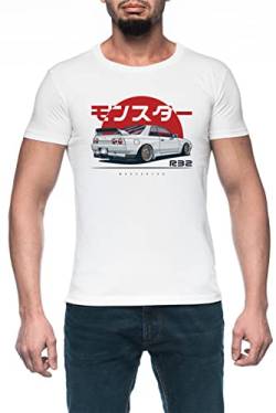 Skyline R32 GTR Herren Weiß T-Shirt Kurzarm Men's White T-Shirt M von Luxogo