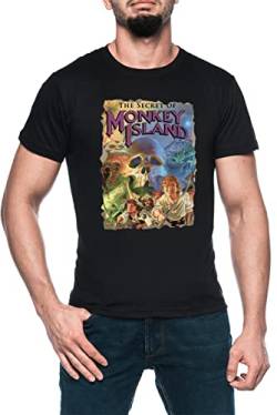The Secret of Monkey Island Herren Schwarz T-Shirt Kurzarm Men's Black T-Shirt M von Luxogo