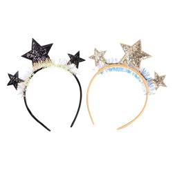 Luxshiny 3 Stück Glitzerndes Stern-Stirnband Schöne Haarreifen Pentagramm-Stirnbänder Haar-Accessoires Für Festival Neujahr Party (Golden) von Luxshiny