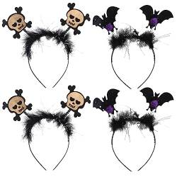 Luxshiny Bandana Stirnband 4 Stück Halloween-Schädel-Fledermaus-Stirnband Totenkopf-Geister-Haarreifen Fledermaus-Haarbänder Haar-Accessoires Für Halloween-Dekorationen Partyzubehör von Luxshiny