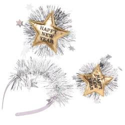 Luxshiny Frohes Neues Jahr-Stirnbänder Mit Stern-Boppers Und Ton-Quasten-Glitzer-Neujahrs-Kopf-Boppers-Stirnband-Tiara-Pailletten-Haarreifen-Kopfschmuck Für Die Neujahrsparty-Dekoration von Luxshiny