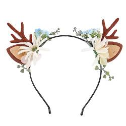 Luxshiny Haarschmuck Weihnachtsgeweih-Stirnband Rehkitz-Horn-Stirnband Rentier-Ohr-Haarband Beeren-Rentier-Haarband Für Weihnachtsfeier Festival (Stil 2) Haarschmuck Für Frauen von Luxshiny