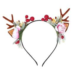 Luxshiny Haarschmuck Weihnachtsgeweih-Stirnband Rehkitz-Horn-Stirnband Rentier-Ohr-Haarband Beeren-Rentier-Haarband Für Weihnachtsfeier Festival (Stil 3) Haarschmuck Für Frauen von Luxshiny