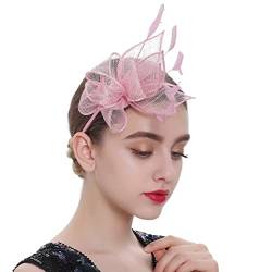 Luxshiny Haarspangen Für Damen Haarschmuck Fascinator Hut Stirnband Tea Party Stirnband 1920Er Jahre Fascinator Mesh Kopfbedeckung Haarspange Für Frauen Mädchen (Rosa) Perücken von Luxshiny