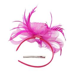 Luxshiny Hüte Fascinator-Hut-Stirnband Vintage-Fascinator-Haarband Mesh-Teeparty-Kopfbedeckung Mit Clip Und Haarband Für Frauen Und Mädchen (Rosig) von Luxshiny