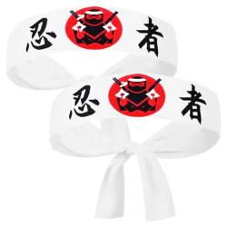 Luxshiny Japanisches Sushi-Koch-Stirnband 2 Stück Hachimaki-Karate-Stirnbänder Bushido-Haarband Hut Dekoratives Ninja-Stirnband Samurai-Karate-Zubehör Weiß von Luxshiny