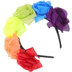 Luxshiny Regenbogen-Blumen-Stirnband Bunte Rosen-Blumenkrone Lgbt-Gay-Pride-Haarschmuck Für Die Pride-Monat-Parade Regenbogen-Partyzubehör von Luxshiny