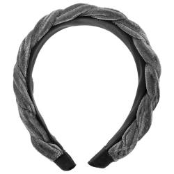 Luxshiny Samt Geflochtene Stirnbänder Gepolstertes Stirnband Dickes Breites Haarband Vintage-Haarband Mädchen-Haarreifen Für Sport Yoga Zubehör (Grau) von Luxshiny