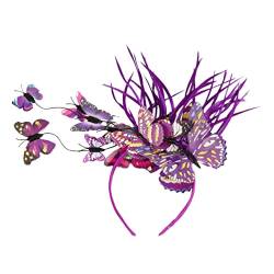 Luxshiny Schmetterlings-Stirnband fasching haarreif faschingshaareif verzierte Stirnbänder für Damen Schmetterlinge Haarreifen Hüte Tiara Fascinator-Stirnband charmant Hut von Luxshiny