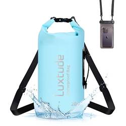 Luxtude Wasserdichte Trockentasche für Damen Herren, 20L dicker wasserdichter Rucksack mit Handyhülle, Roll Top schwimmende Marine Dry Bags für Kajakfahren, Rafting, Bootfahren, Strand usw. (Blau) von Luxtude