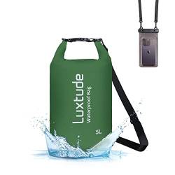 Luxtude Wasserdichter Trockensack für Damen und Herren, 5L dickerer wasserdichter Rucksack mit Handyhülle, Roll Top Floating Marine Dry Bags für Kajakfahren, Rafting, Wandern, Schwimmen, Bootfahren, von Luxtude