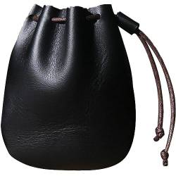 Leder-Beutel Kordelzug, Münztasche, Mini-wechselgeldhalter, Geldbörse, Organizer, Geldbörse Für Männer Und Frauen, Schwarz von Luxylei