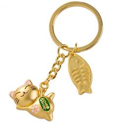 Lucky Cat Keychain Japanische Glückskatze Fischknochen Anhänger Keyring Telefon Lanyard Für Handtaschen -rucksack -telefon Geldbörse Geschenke von Luxylei