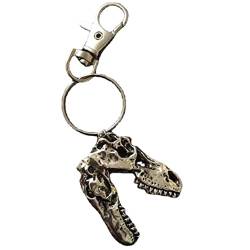 Luxylei Dinosaurier T-rex Anhänger Keyring Vintage Edelstahl Dinosaurier Schädel Schädel Schlüsselbund Hummerverschluss Geschenk Für Männer Jungen von Luxylei