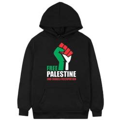 Luxylei Unisex-Kapuzenpullover, Free Palestine Flag Hoodie-Sweatshirt Für Männer Und Frauen, Bequem Und Atmungsaktiv von Luxylei