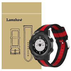 LvBu Armband Kompatibel für 3Plus Cruz, Nylon Strick Replacement Uhrenarmband für 3Plus Cruz Smartwatch (Schwarz+Rot+Schwarz) von LvBu