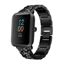 LvBu Armband Kompatibel für Amazfit Bip S, Damen Metall Band Premium Edelstahl Bracelet Gurt für Amazfit Bip S Smartwatch (Black) von LvBu