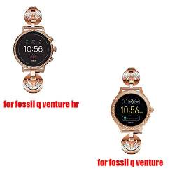 LvBu Armband Kompatibel für Fossil Q Venture, Damen Metall Band Premium Edelstahl Bracelet Gurt für Fossil Q Venture Gen 4 / Fossil Q Venture Gen 3 (Roségold) von LvBu