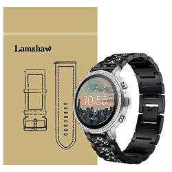 LvBu Armband Kompatibel für Fossil Q Venture, Damen Metall Band Premium Edelstahl Bracelet Gurt für Fossil Q Venture Gen 4 / Fossil Q Venture Gen 3 (Schwarz) von LvBu