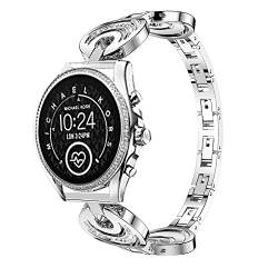 LvBu Armband Kompatibel für Michael Kors Bradshaw 2, Damen Metall Band Premium Edelstahl Bracelet Gurt für Michael Kors Access Gen 5 Bradshaw Smartwatch (Silber) von LvBu