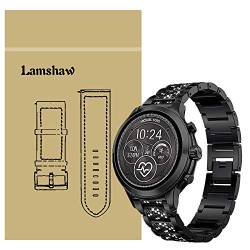 LvBu Armband Kompatibel für Michael Kors Runway, Damen Metall Band Premium Edelstahl Bracelet Gurt für Michael Kors Access Runway Smartwatch (Schwarz) von LvBu