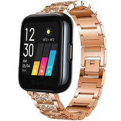 LvBu Armband Kompatibel für Realme Watch, Damen Metall Band Premium Edelstahl Bracelet Gurt für Realme Watch Smartwatch (Roségold) von LvBu