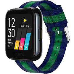 LvBu Armband Kompatibel für Realme Watch, Nylon Strick Replacement Uhrenarmband für Realme Watch Smartwatch (Blau+Grün+Blau) von LvBu